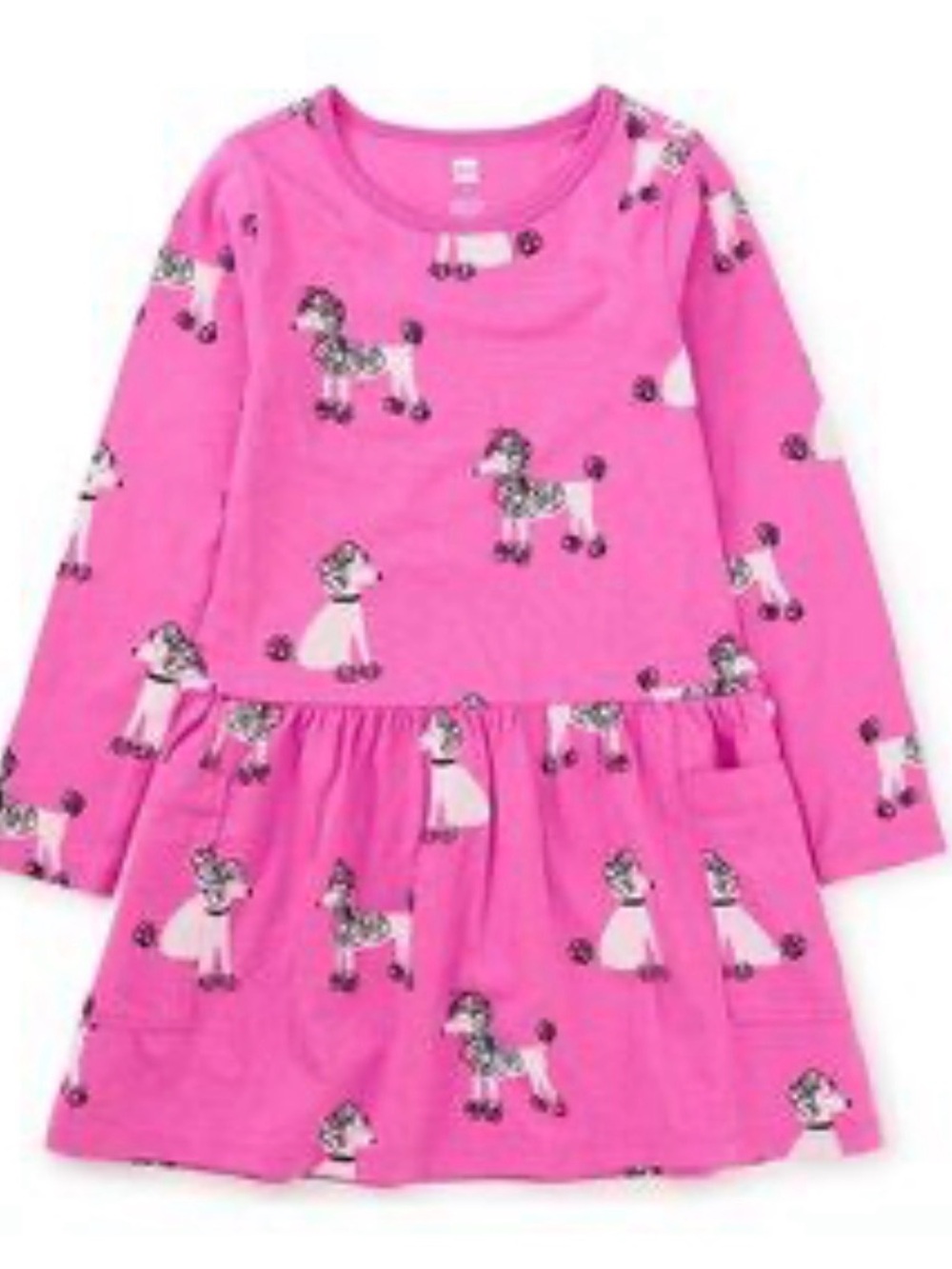 Tea Collection Hot Pink Poodle Print Long-Sleeve Dress